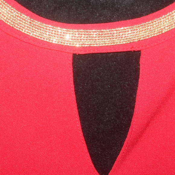 Dalia Distinctive Design red sleeveless top gold beaded neckline stretch M NEW… - Picture 2 of 4